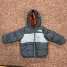 The North Face Jacket Toddler 2T Blue Colorblock 550 Down Hooded Puffer