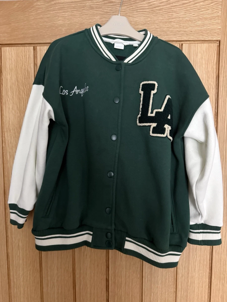 Next girls varsity jacket cream and green age 10 years
