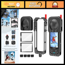 Aluminum Dual-Clamp Frame Cage Silicone Lens Cap for Insta360 X5 Camera Kit