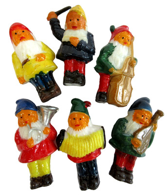 Vintage Set Of 6 Musical Band Gnome Elf Dwarfs Figurines 2  Plastic MCM