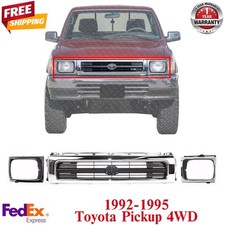 Front Grille Headlight Bezels Chrome For 1992-1995 Toyota Pickup 4wd