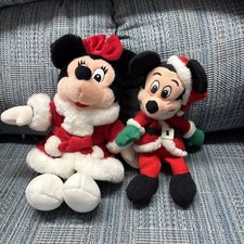 NEW Santa Mickey  Minnie Mouse Plush Disney Mouseketoys Christmas Bean Bag 8"