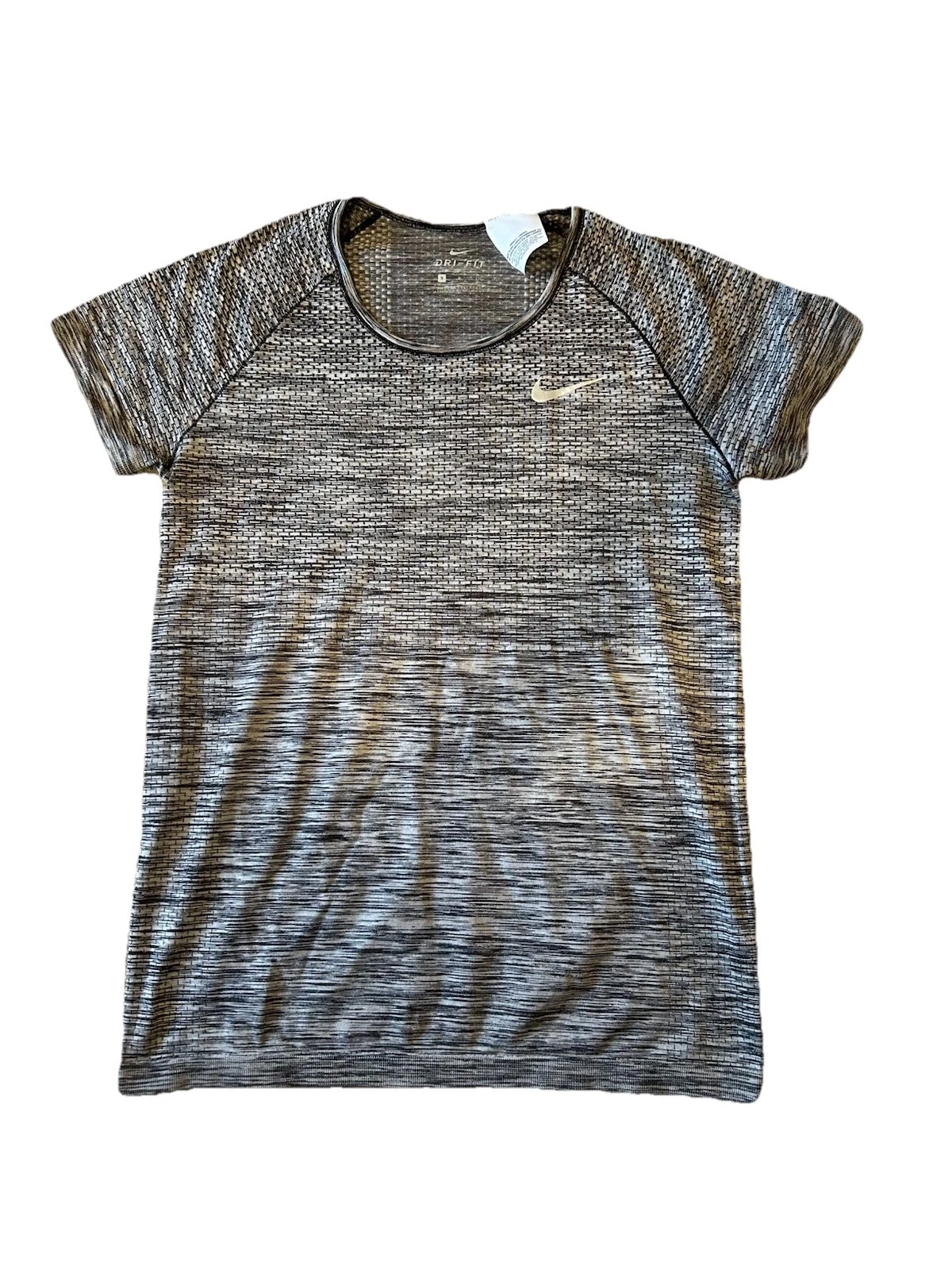 Nike Dry Knit T Shirt Womens Small Black Gray Athletic Running Top
