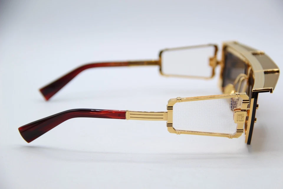 NUEVO BALMAIN PARIS WONDER BOY III BPS-127C-145 ORO ROJO AUTÉNTICO GAFAS DE SOL 145 MM Foto 4 de 4