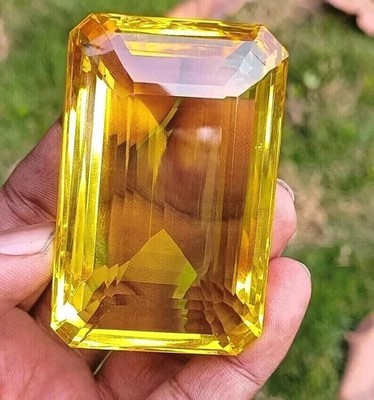 AA Natural Huge Yellow Citrine 1000 Ct+ Emerald Cut Brazilian Certified Gemstone