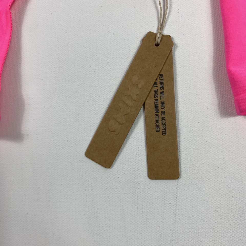 SKIMS Bodysuit Womens Small Neon Pink Long Sleeve Thong Snap Closure Scoop Neck - Image 3 of 4