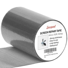 Grey Window Screen Repair Tape, 4 in X 15 FT (180IN) Screen Repair Kit for Windo