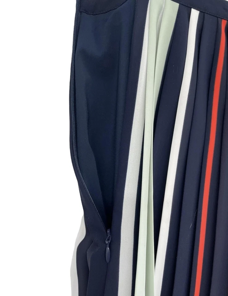 Saia Rebecca Minkoff Madeline Feminina 10 Índigo Plissada Listrada Zíper 1640306 - Imagem 3 de 4