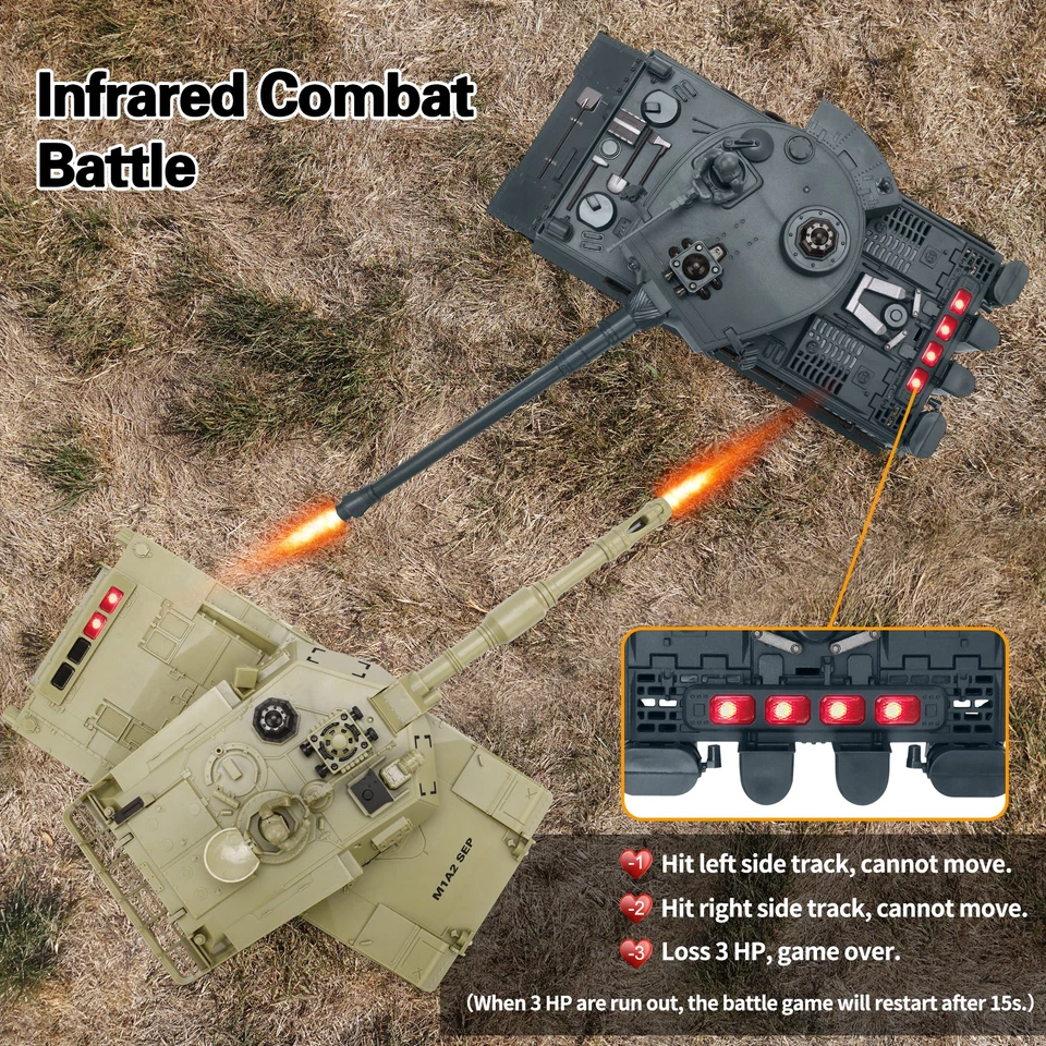 RC Battle Tank Set 1/28 Remote Control Tank Infrared Shoot Army Tank Toy for Kid - Image 2 of 4