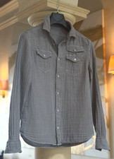 AllSaints Black Gray Pin Stripe Button Down Shirt, Three pockets, Men's XS