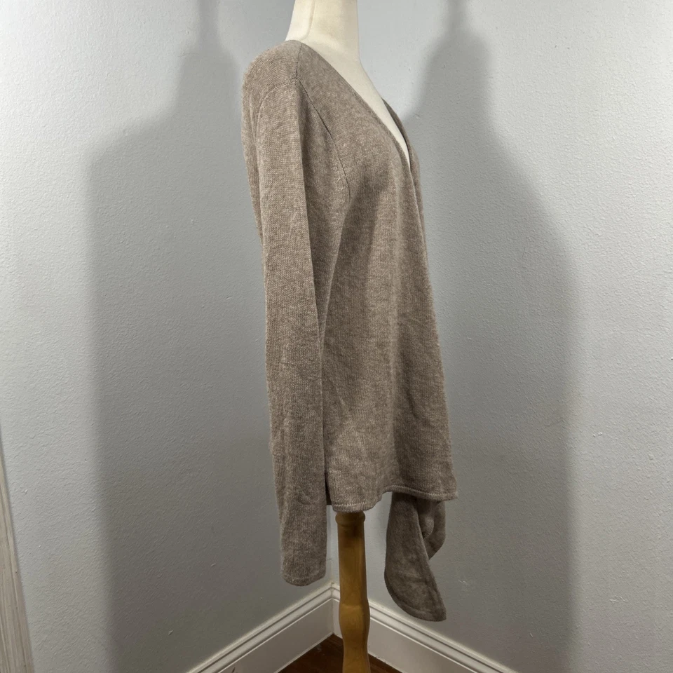Cárdigan Soft Surroundings para mujer XL tostado cachemir cascada abierta minimalista Foto 3 de 4
