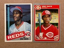 Eric Davis Rookie 1985 Topps & Fleer Baseball Cards. RC. Reds