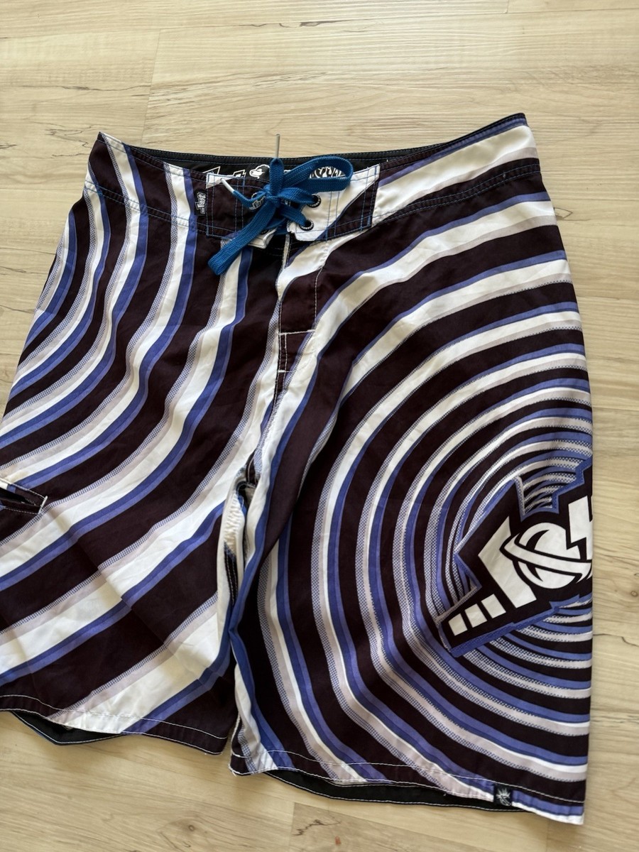 Lost Enterprises Board Shorts Mens 34 Blue Black Trippy Mayhem