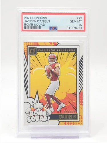JAYDEN DANIELS 2024 DONRUSS BOMB SQUAD ROOKIE COMMANDERS PSA 10 Q5346