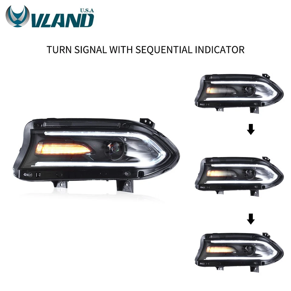 LED DRL Headlight Assembly Driver Side For 2015-2023 Dodge Charger Front Lamp - Image 3 of 4
