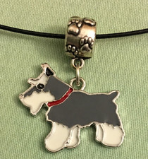 GRAY SCHNAUZER NECKLACE - Enamel on 18  Black Steel Cable - DOG MINI GIANT