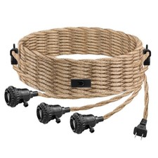 3 Light Plug in Pendant Light Cord, 25FT Hanging Lights with Plug in Cord, He...