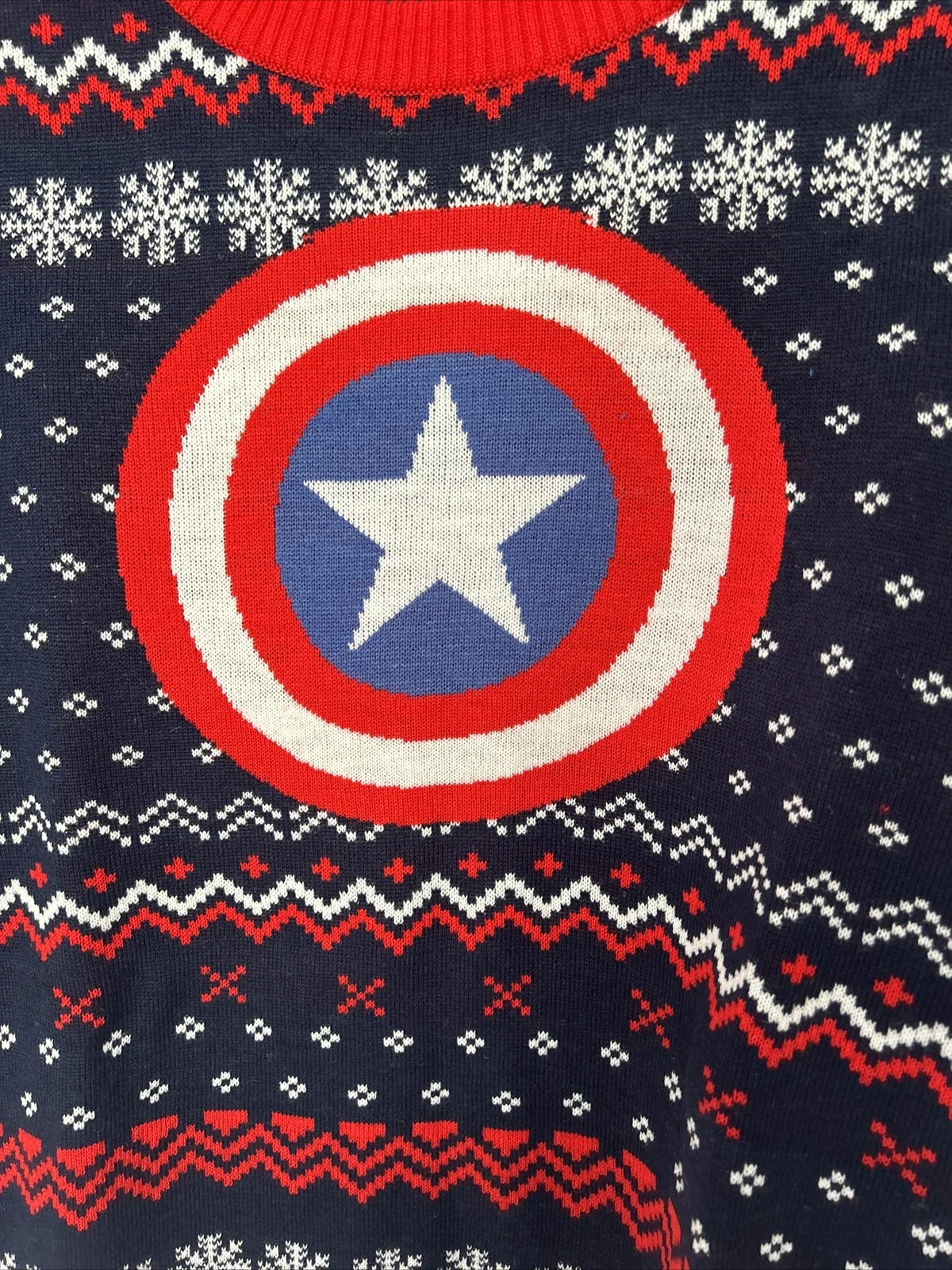 Marvel Captain America Ugly Christmas Sweater Mens Size 2X Navy New