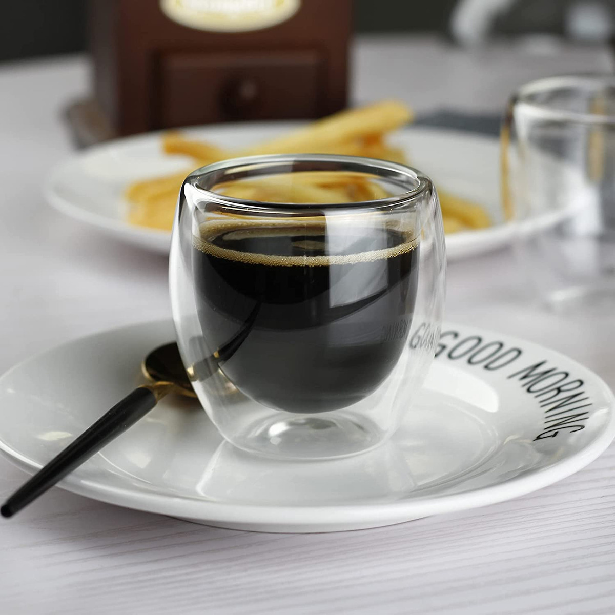 LUXU Double Wall Glass Coffee Mugs,3.5 Fl.Oz Mini Espresso Cups