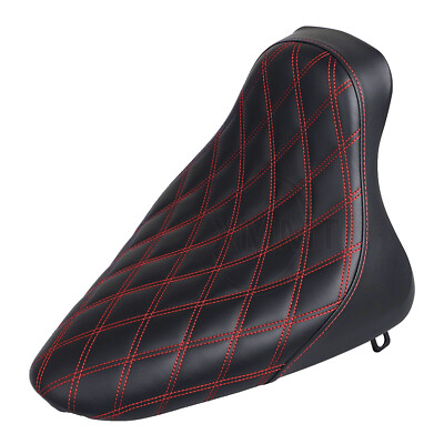 Black + Red Stitching Driver Solo Seat For Harley Night Train Fat