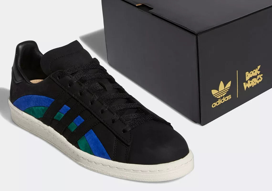 Book Works × adidas Originals Campus 80 Black Blue GW3246 Men's