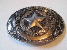 VINTAGE THE STATE OF TEXAS SILVER TONE BELT BUCKLE USA THE BELT