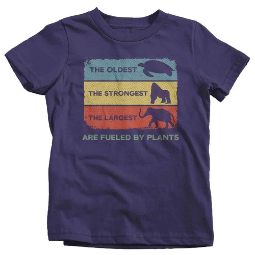 Kids Plant Based Shirt Vegan T Shirt Largest Strongest Oldest Fueled By Plants V - Picture 15 of 19