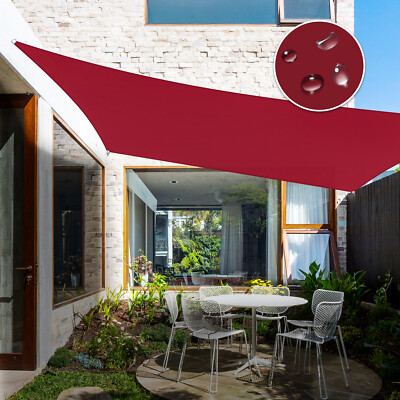 5'-24' Waterproof Shade Sail Rectangle Red Garden Awning Sun Canopy Mesh Cover