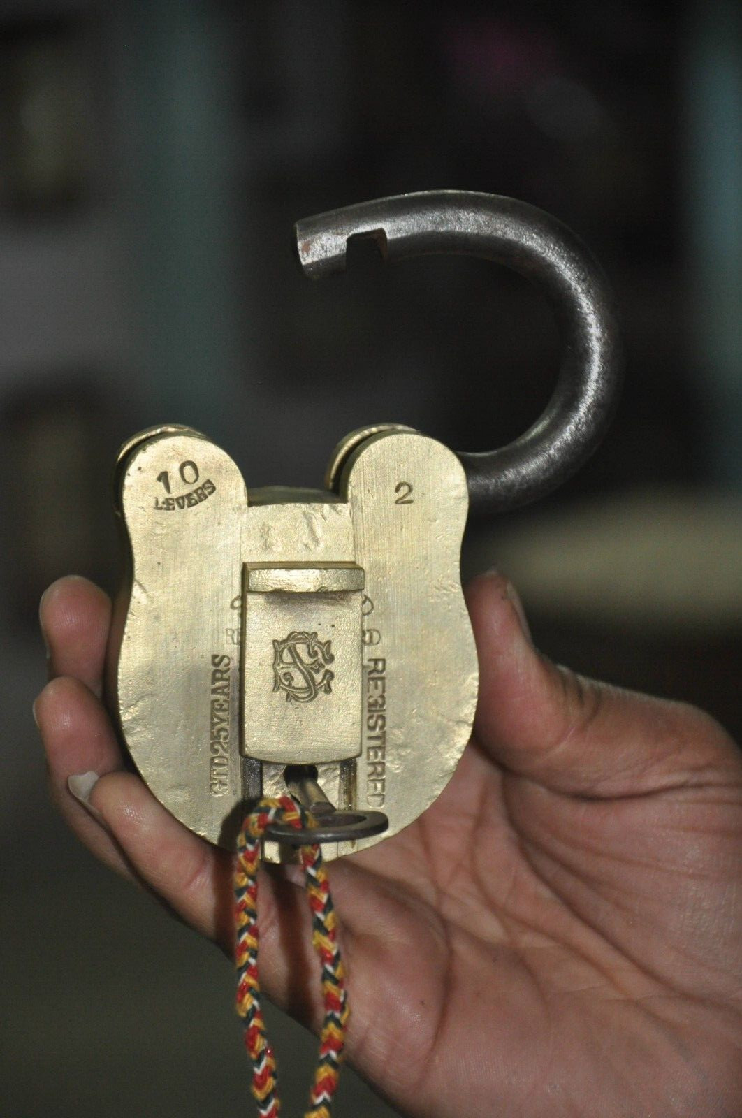 Vintage Brass Heavy 10 Levers Safeguard Solid Fine Padlock, Collectible