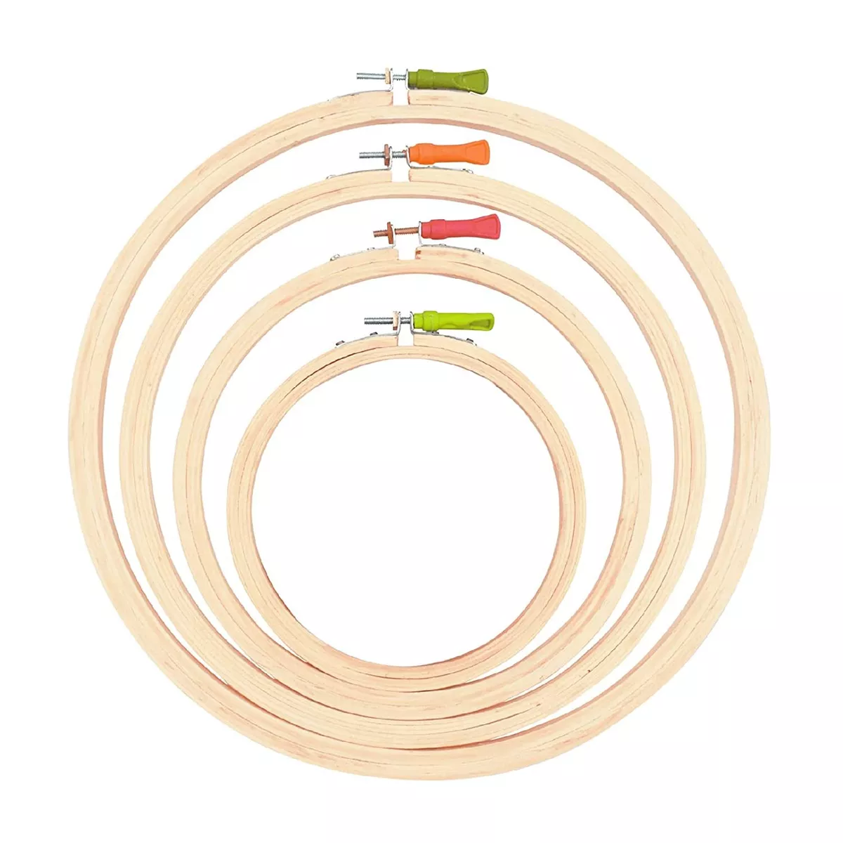 4 Pieces Wooden Embroidery Hoop Ring Frame: Size - 6, 8, 10, and 12 Inch-Adjust