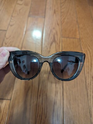 Carolina Lemke Striped Cat Eye Sunglasses Women display picture 1