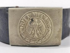 Reichswehr Koppel, Nickelschloss 42mm an Lacklederriemen, Gesamtl&auml;nge 97cm