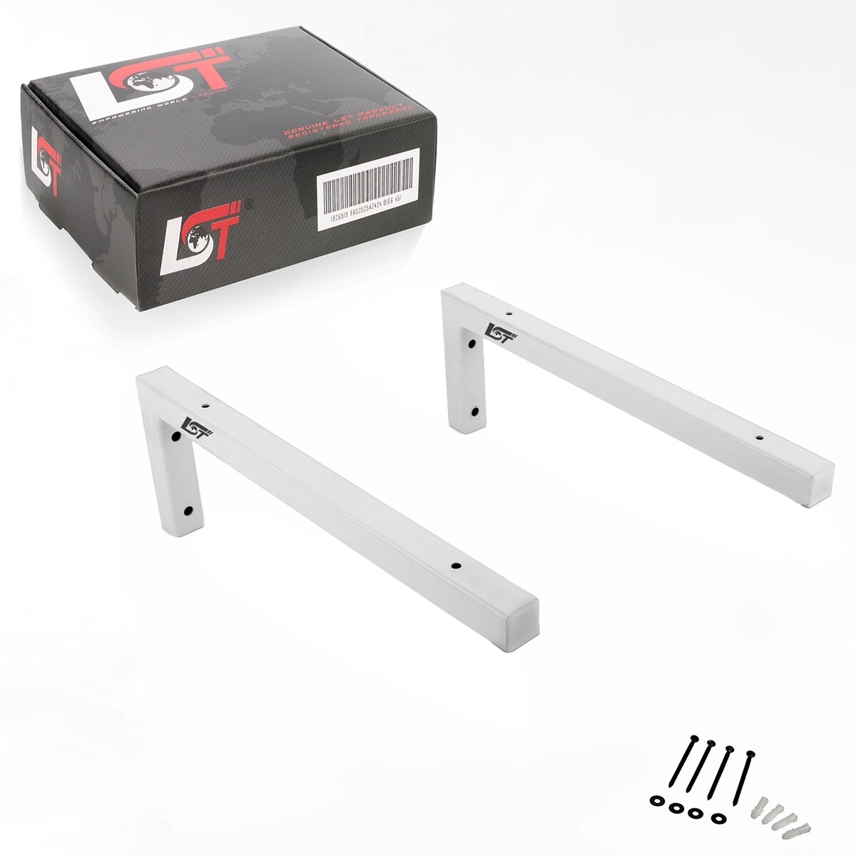 2x Wall Console Washbasin Holder Shelf Bracket White 450 mm Angle