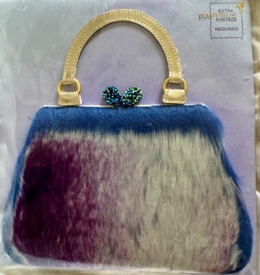 Papyrus Embellished Greeting Card Purse Handbag Jeweled Faux Fur