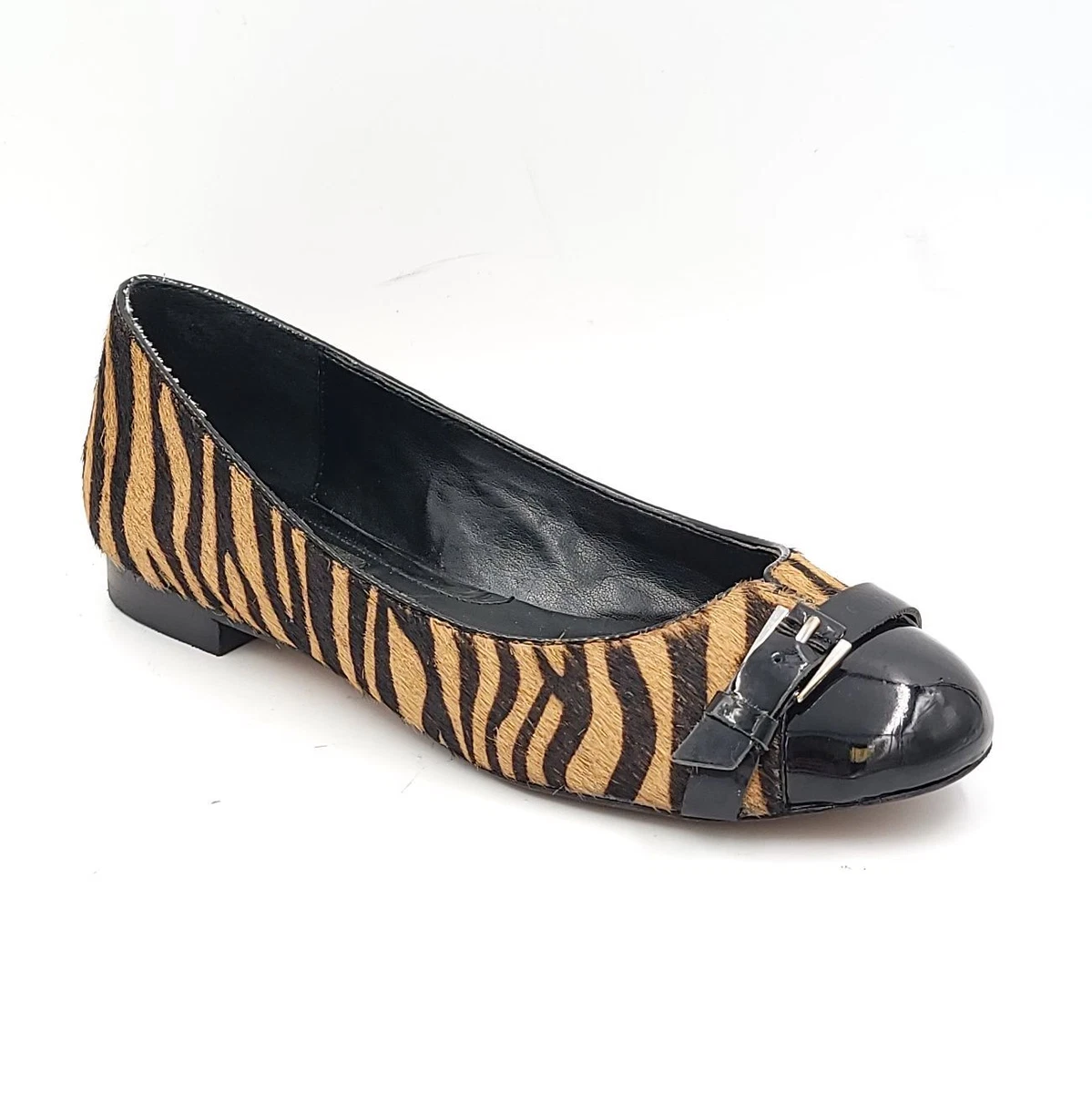 White House Black Market Barcelona Women Ballet Flats Size 6.5M Tiger Faux Fur