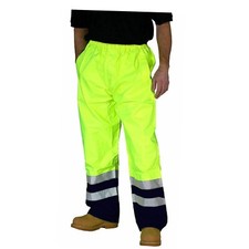 Image of Mens New Hi Viz Vis Rain Over Waterproof Visibility Safety Work Bottoms Trousers