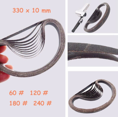 Sanding Belts 10x330 mm Belt Sander Sheets Abrasive Fine 60 120 180 240 Grit