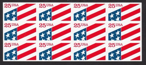 1990 U S Flag ATM PANE of 12 MNH Sc 2475a 25¢ early die-cut plastic stamps - Picture 1 of 1