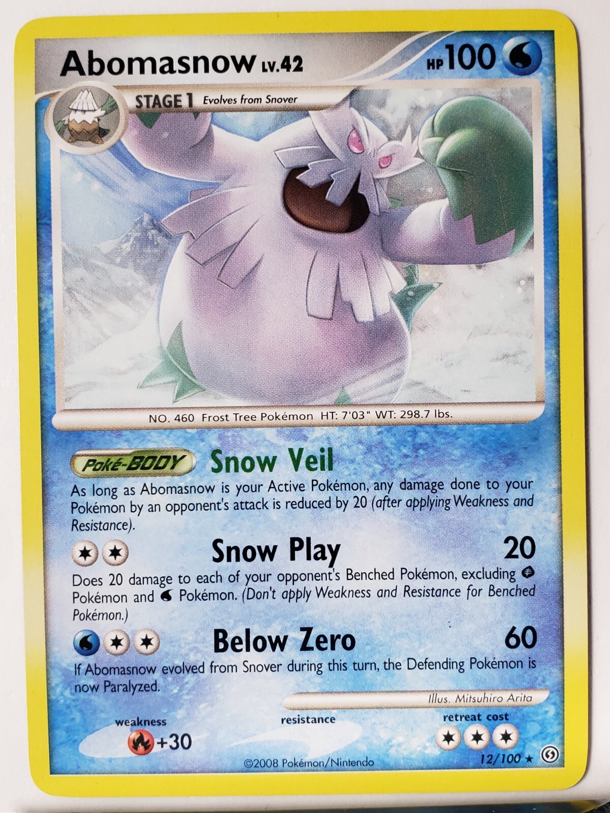 Abomasnow 12/100 VLP / NM - RARE Non Holo Stormfront Pokemon Card