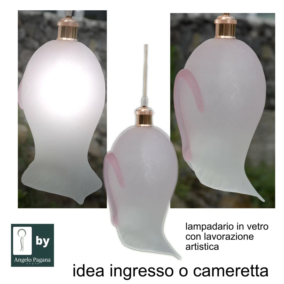 Lampadario in vetro sospensione da bagno ingresso cameretta cucina stile murano  - Immagine 4 di 4