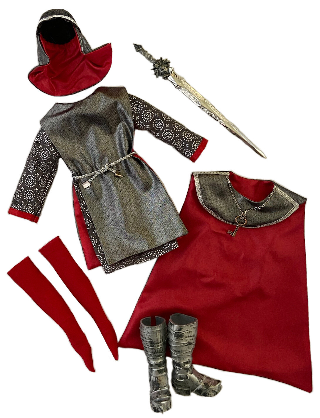 Medieval Knight Crusader Costume 1:6 Scale Ken Barbie Fashion Doll Outfit New-image