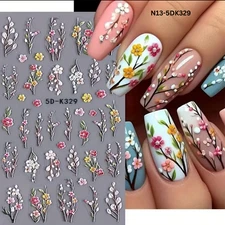 5D Floral Nail Stickers, Spring Daisy Nail Stickers,Manicure Decoration, Nail St