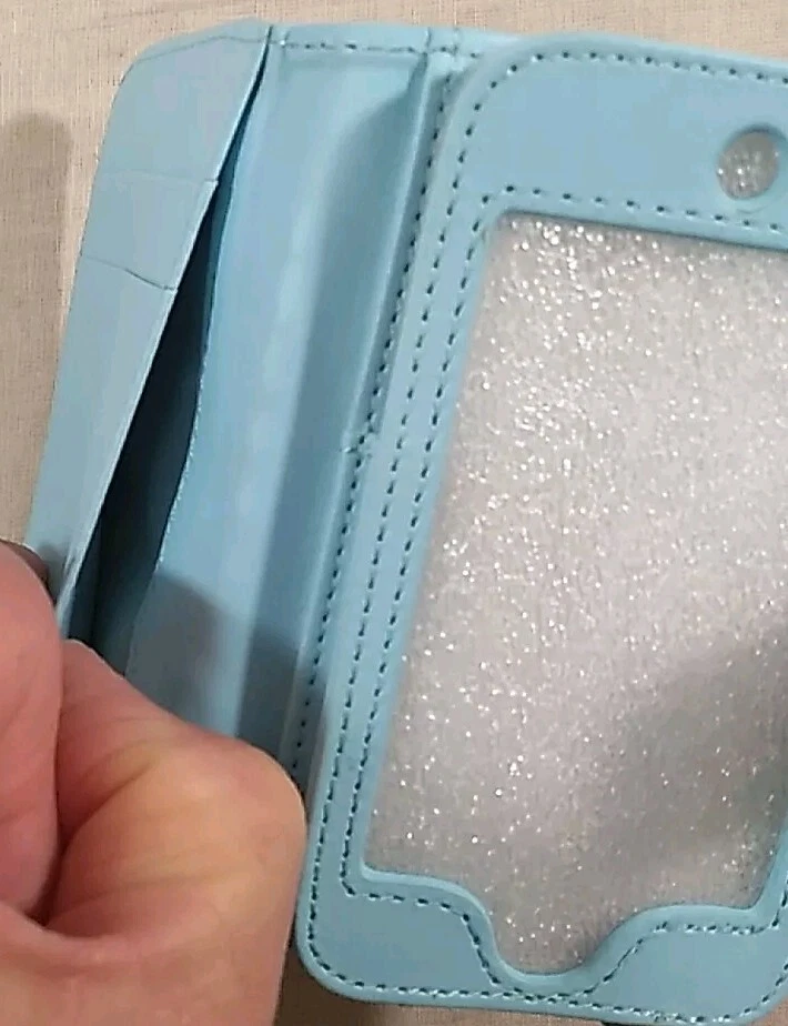 Capa folio de couro ecológico universal para iPhone 4S iPhone 4 com bolso para cartão preta/aqua - Imagem 4 de 4