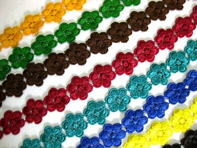 Spitze Bordüre Ätzespitze Floral Blüten Blumen viele Farben 25mm breit lfm S5