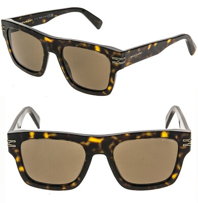 BVLGARI 40015 B.zero1 BV40015I Brown POLARIZED Rectangle Iconic Sunglasses 52H