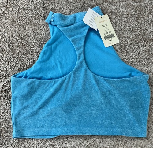 Fabletics Built-In Bra Tank Women Size XXL Mock Light Blue Terrycloth Gym New - 第 7/12 張圖片