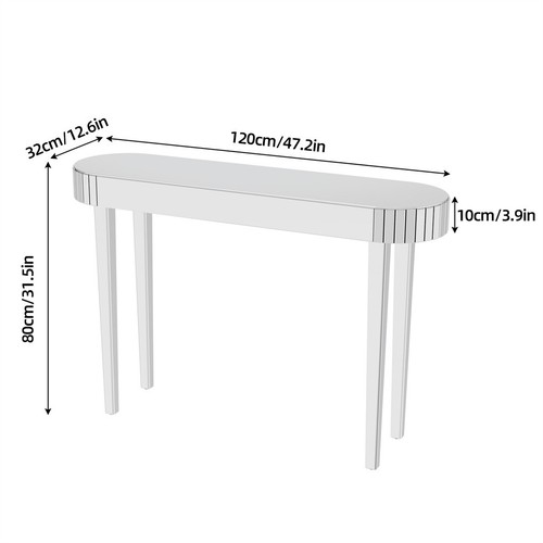Luxurious Modern Mirrored Console Table Anti-oxidation Entryway Silver Furniture - Picture 24 of 30