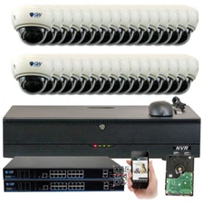 32CH NVR (32) 4K 8MP 3X Zoom Microphone POE Dome Security Camera System 4TB HDD