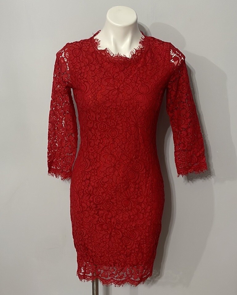 H&M Red Lace Dress, 3/4 Sleeve, Size Small | eBay H&M Red Lace Dress, 3/4 Sleeve, Size Small | eBay