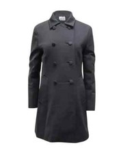 Prada Milano Women's 44 Black Double-Breasted Polyester Trench Coat Mid Length